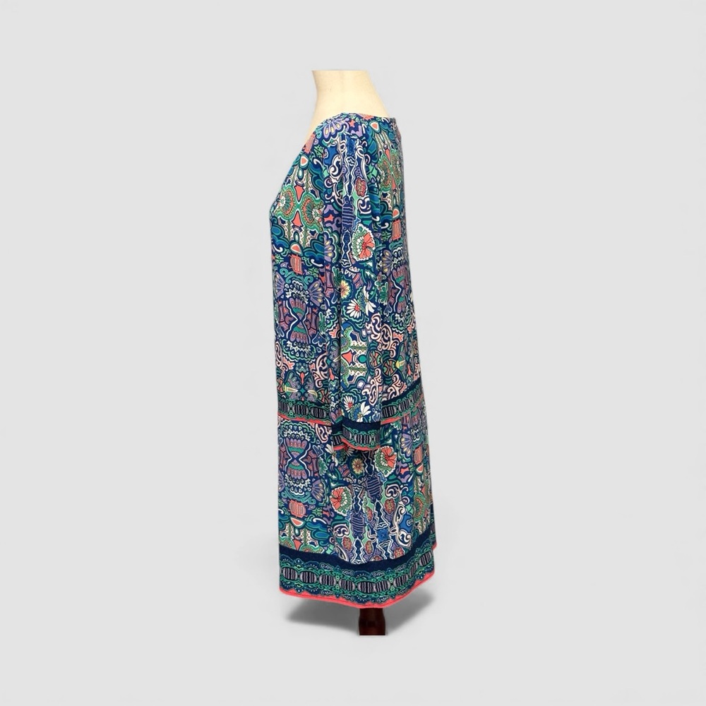 Laundry By Shelli Segal Navy Blue and Multicolour Print Sheath  size Large - Picture 10 of 13